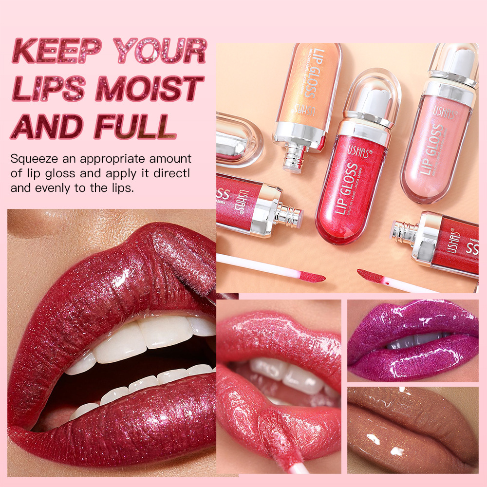 USHAS European and American cross-border stock pearlescent liquid lipstick, long-lasting non-stick to cups, waterproof mirror fine Sparkling Lip gloss UC089 Specification drawing