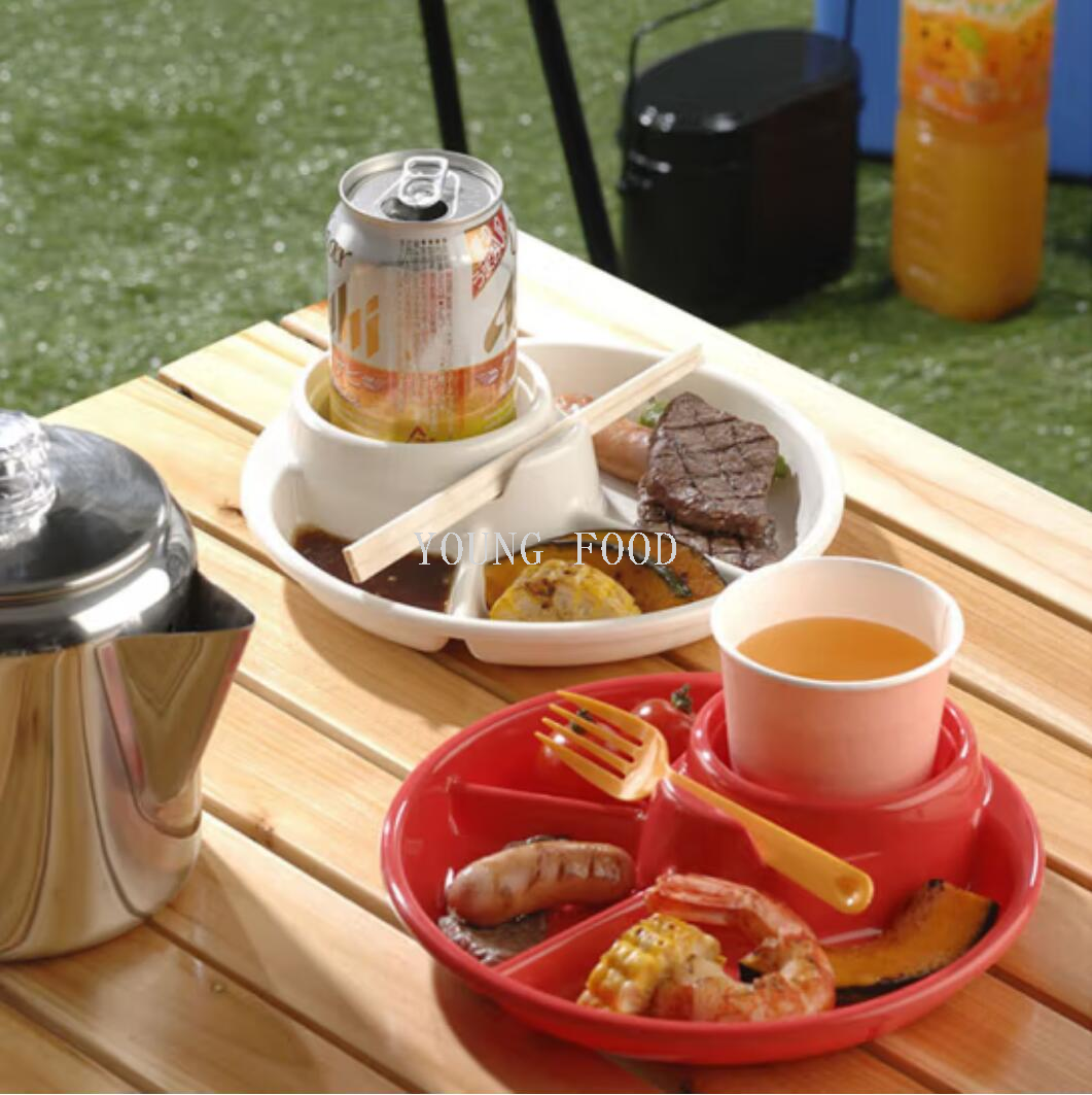 包邮！日本进口户外野餐果盘零食盘套装 野餐碗多格塑料盘 水果盘详情6