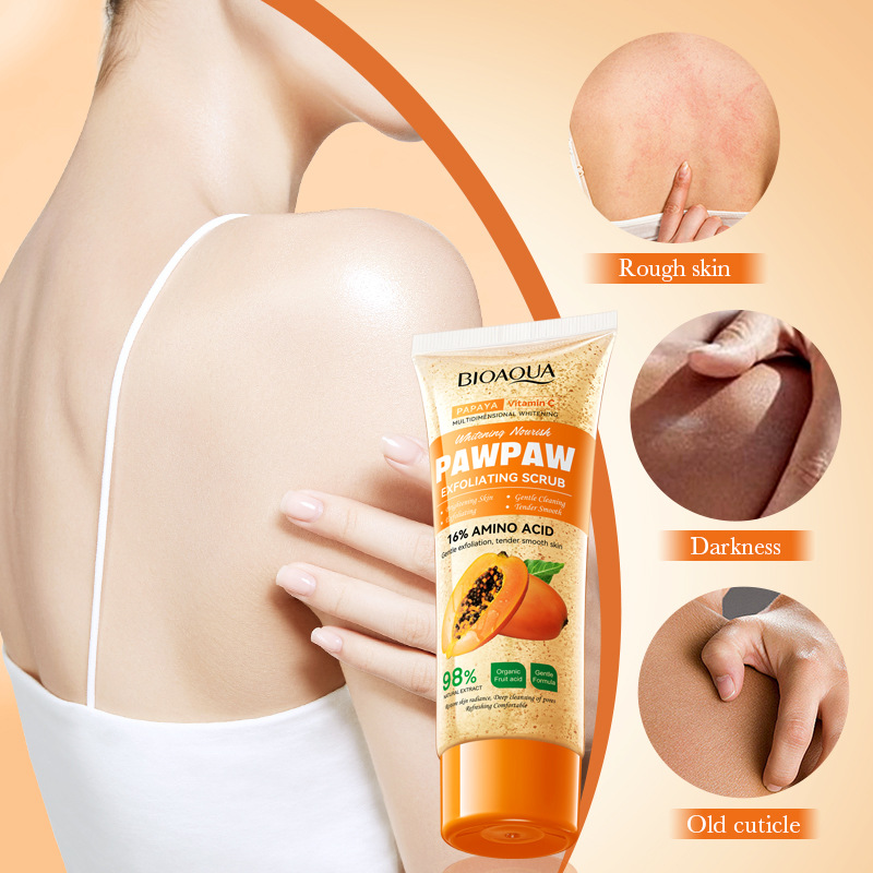 All-english BIOAOUA Papaya Vitamin C Whitening Exfoliating Scrub Body Scrub Cross-border export details Picture