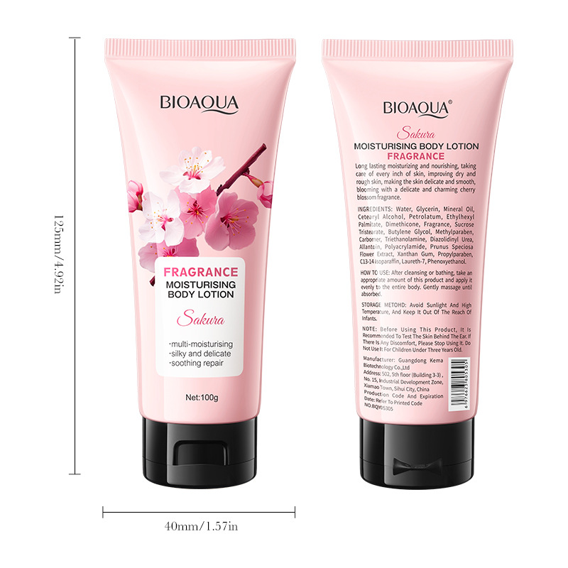 All-english BIOAOUA Cherry Blossom Scented Moisturizing Body Lotion, cross-border export wholesale of moisturizing Body lotion Item Picture