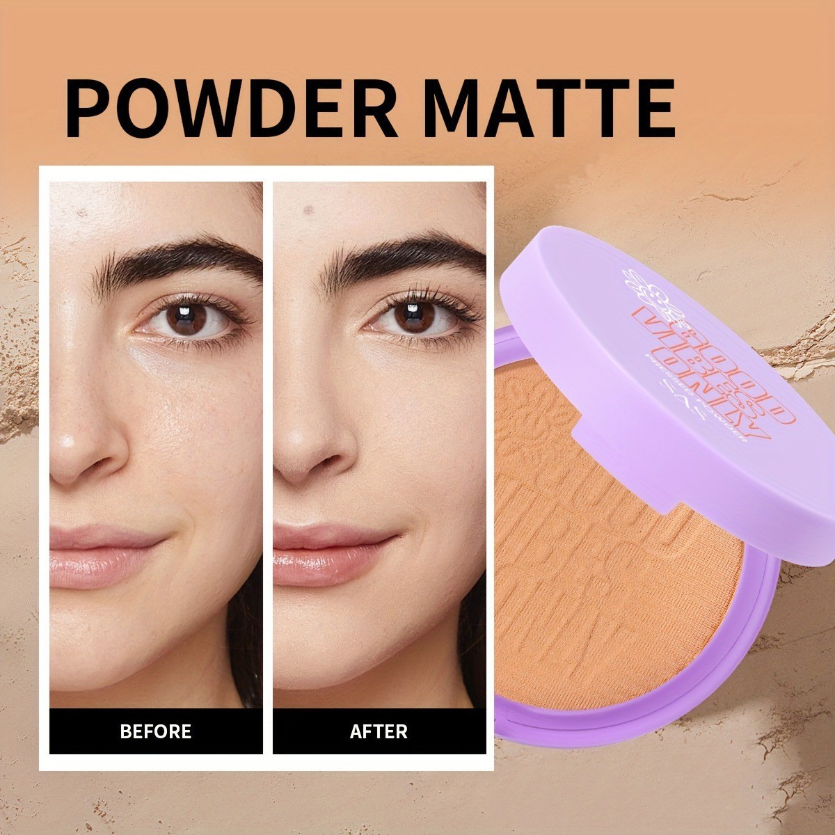 USHAS European and American cross-border stock powder compact, matte finish, concealer, oil-control, dry and wet dual-purpose, waterproof and sweat-proof SAF031A Specification drawing