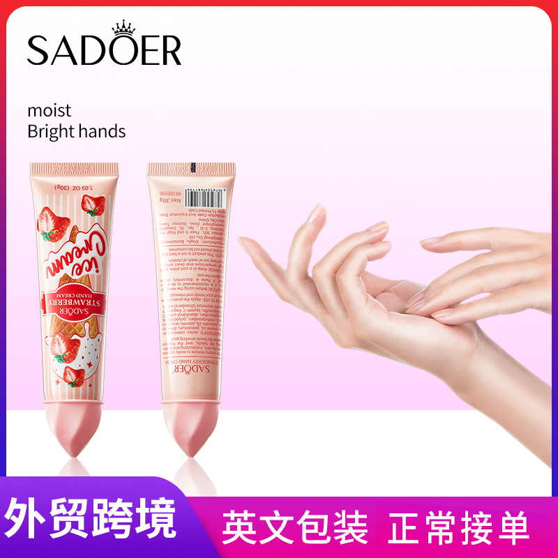 Full English SADOER Strawberry Hand cream anti-cracking, hydrating and moisturizing autumn and winter hand cream cross-border export wholesale full figure