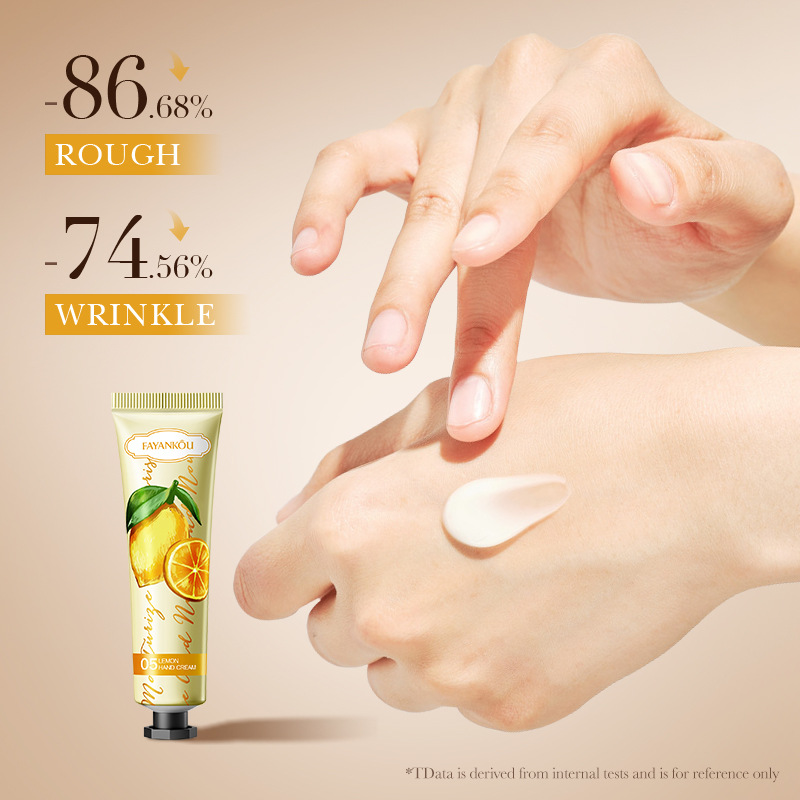 All-english FAYANKOU Lemon Hand Cream Moisturizing Autumn and Winter anti-cracking hand cream Cross-border export wholesale details Picture