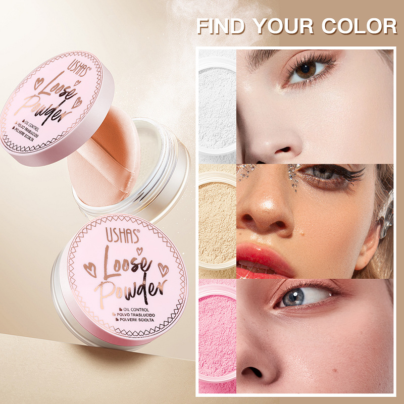 USHAS cross-border in-stock hot sale, makeup setting, waterproof, long-lasting, not easy to smudge, loose powder UF047 details Picture