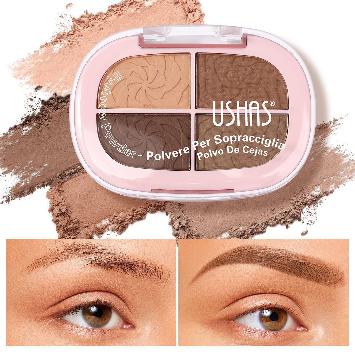 USHAS cross-border Makeup bestseller: 4-grid Eyebrow Powder UF100 for natural contouring and fine texture full figure