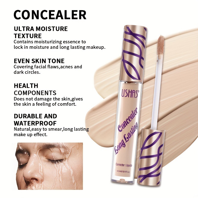 USHAS cross-border in-stock 6-color concealer pen cream moisturizes and lasts long, effectively conceals spots, acne marks and dark circles, making them look natural and three-dimensional details Picture