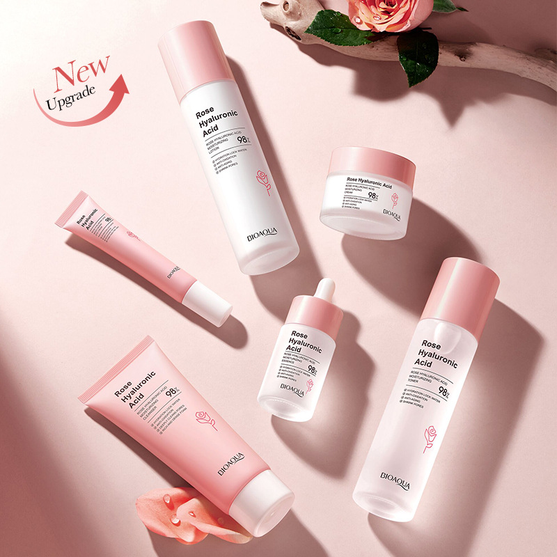 All-english BIOAOUA Rose Hyaluronic Acid Moisturizing Six-piece Set of Hydrating Skin Care products Cross-border export wholesale Specification drawing