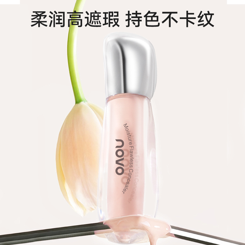 NOVO Flawless Concealer is a light, moisturizing and long-lasting concealer that won't smudge, covering dark circles, acne marks and base makeup full figure