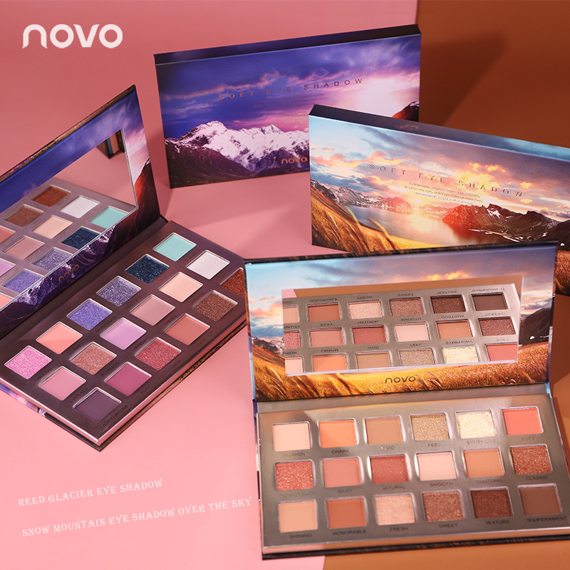 NOVO5326 Reed Glacier Eyeshadow Palette: Sky Above Snow Mountain Eyeshadow Matte Pearlescent Earth Tone Glitter Sequins full figure