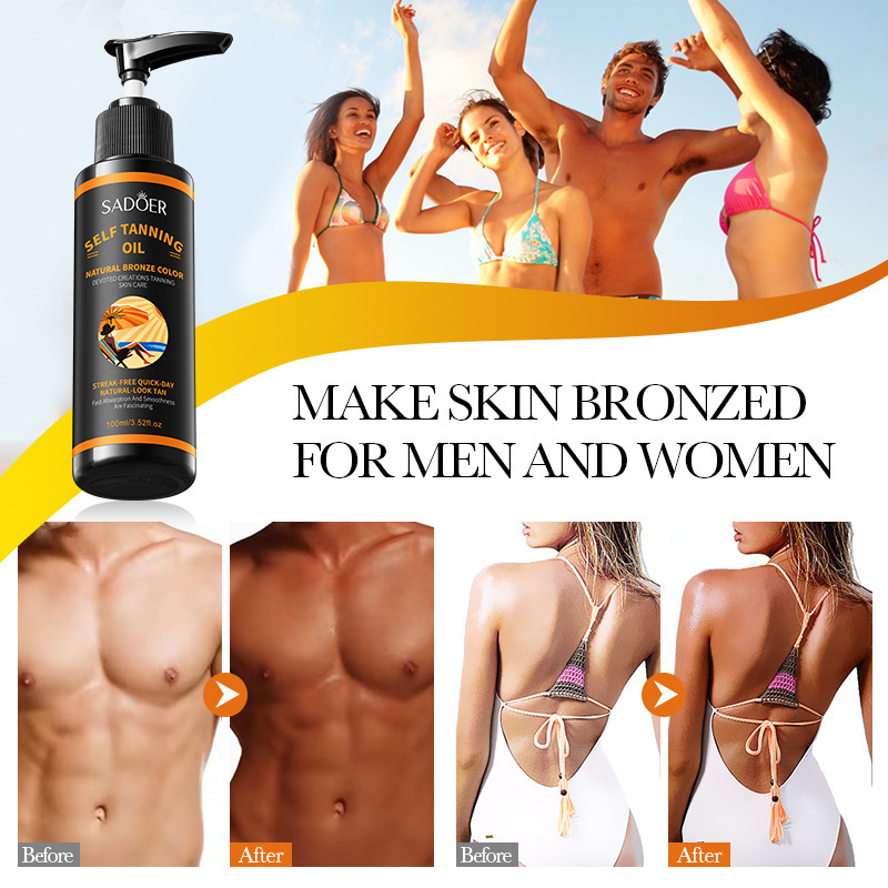 All-english SADOER Tanning Essence Oil Copper Color Moisturizing Body Universal Moisturizing Oil Cross-border export wholesale Application Scenario