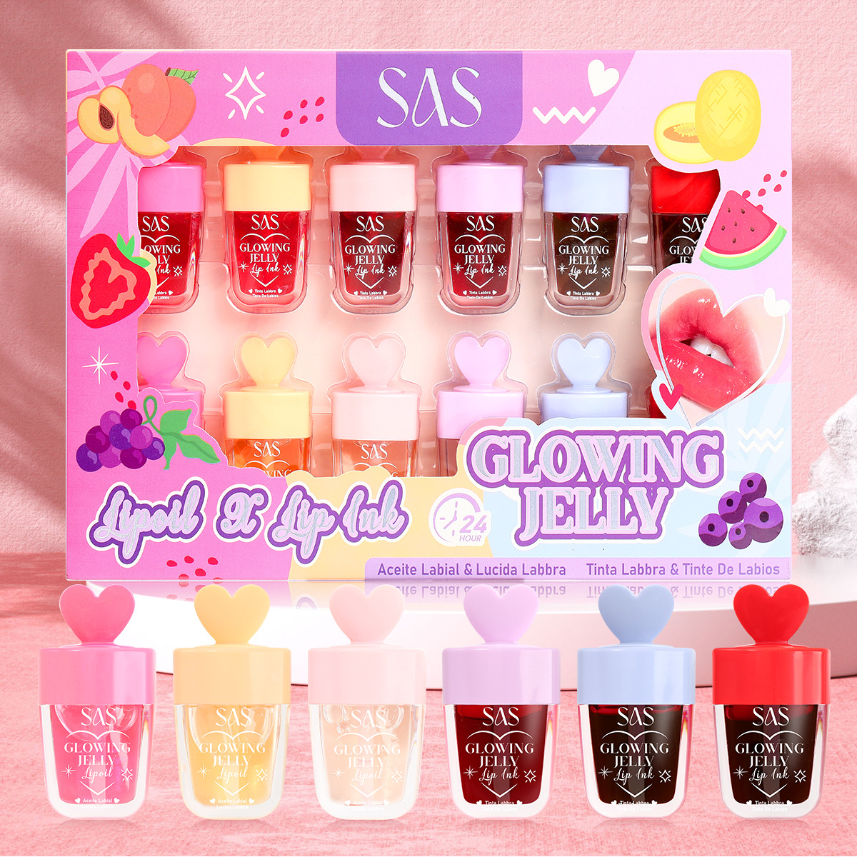 USHAS Amazon Bestseller Cross-border Lip Gloss Set: Long-lasting Moisturizing Transparent Lip Gloss and Lip Gloss Non-stick Cup SAC117 Specification drawing