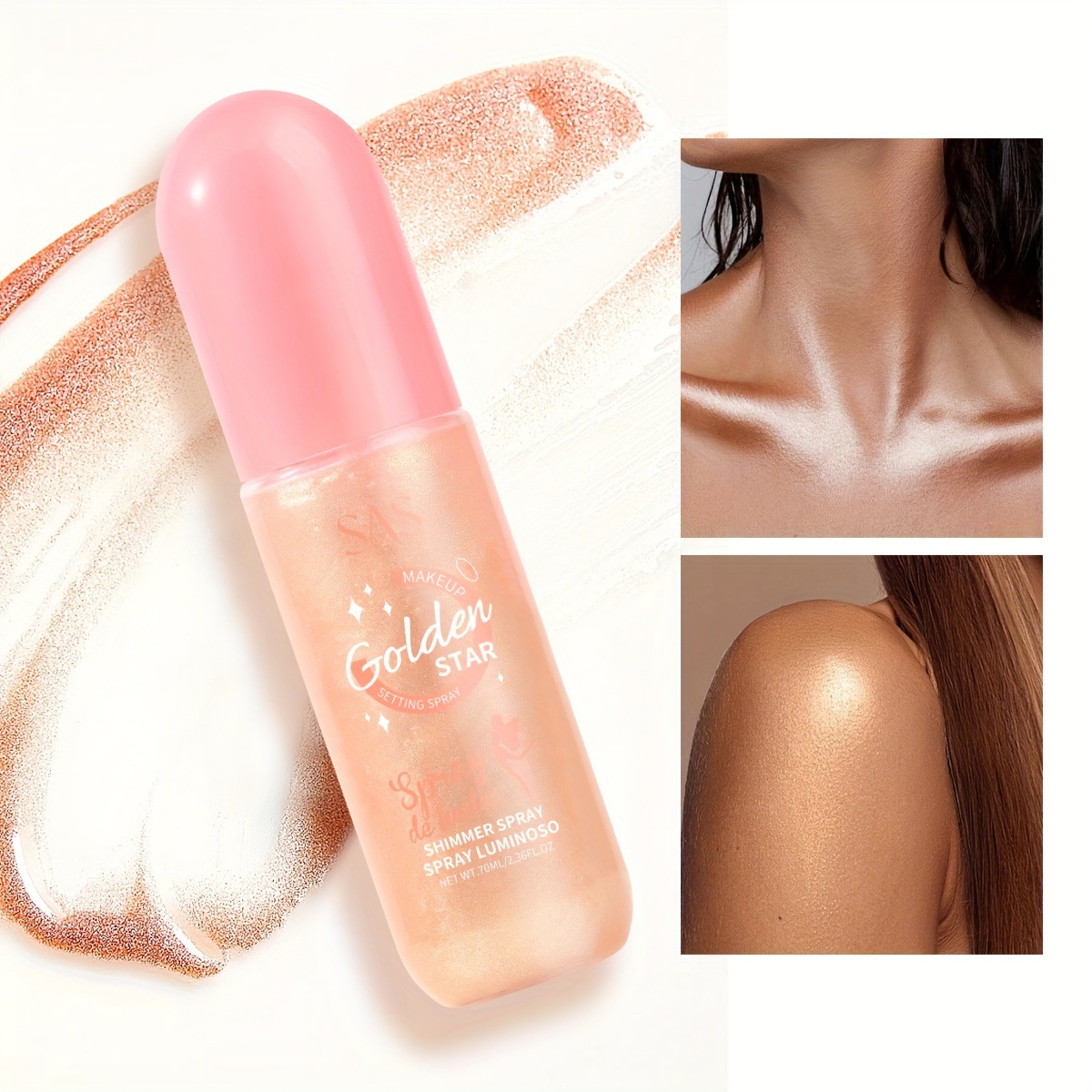 USHAS European and American cross-border Stock Liquid Highlighter Body Brightening Foundation SAC019 Long-lasting Waterproof Flash Powder full figure