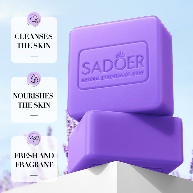 SADOER lavender essential oil soap, handmade soap, bath soap, body cleansing soap, cross-border export wholesale details Picture