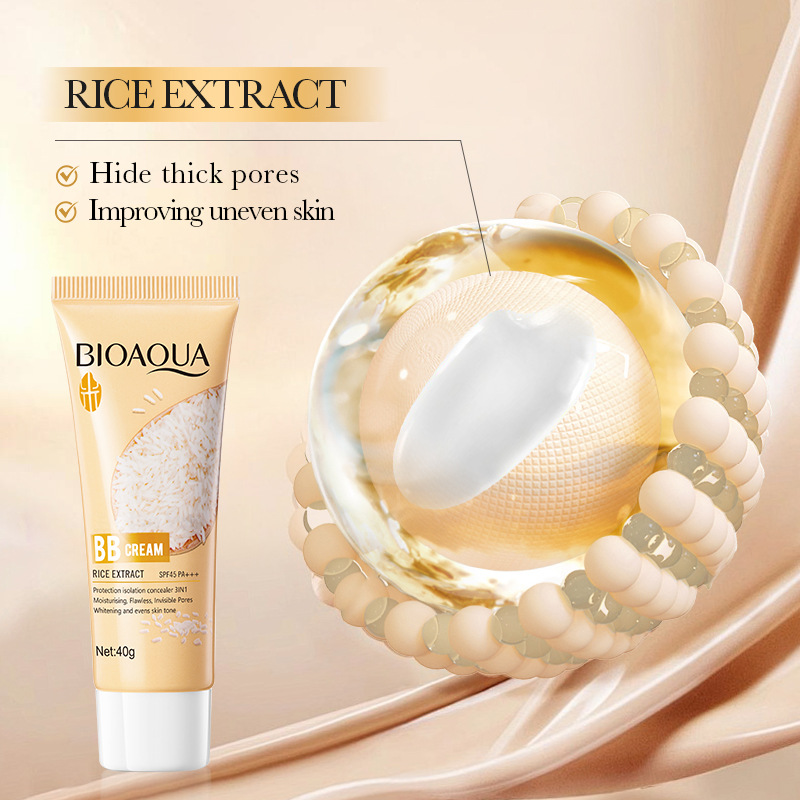 All-english BIOAOUA Rice Puree Flawless Whitening BB Cream, Facial and brightening BB Cream, Cross-border wholesale Specification drawing