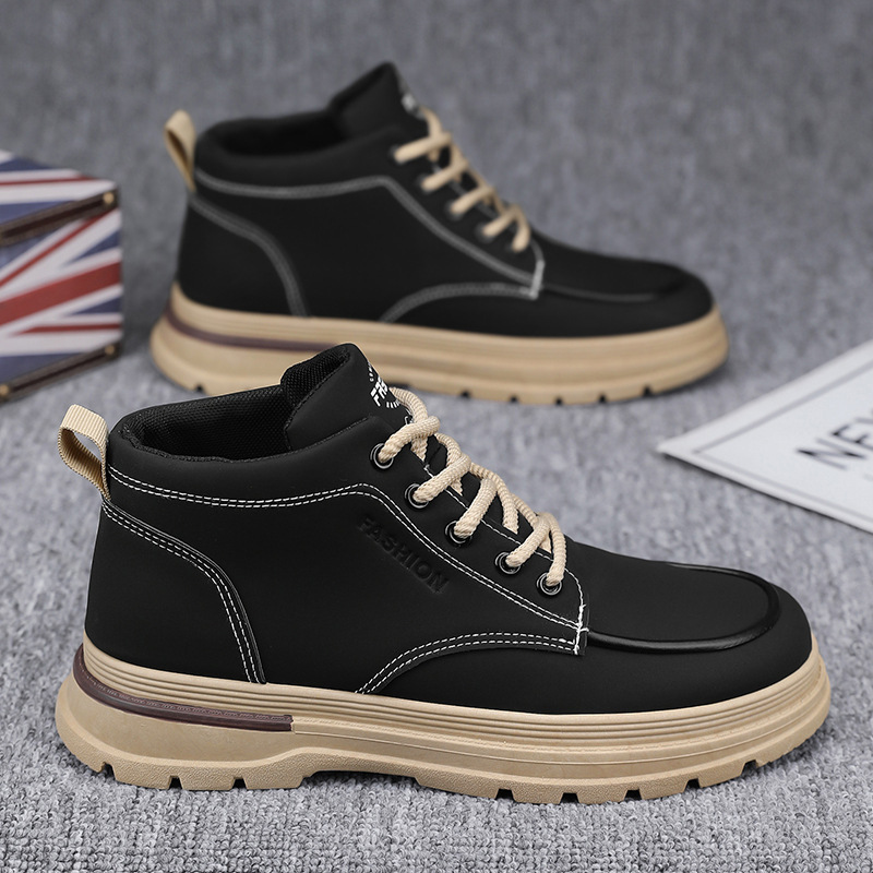 Autumn men's shoes: High-top Dr. Martens boots, men's trendy and versatile thick-soled work boots, leather boots, sports and casual sneakers, and trendy shoes details Picture