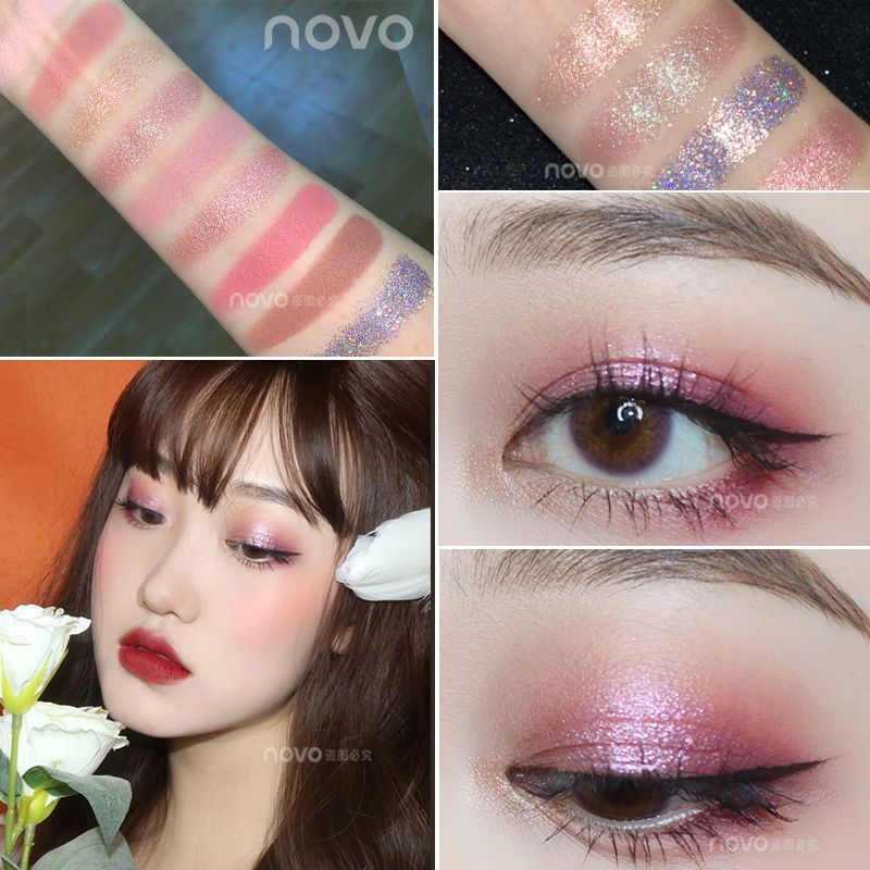 Ellie NOVO5283 Keyboard fingertip nine-color eyeshadow palette, with polarized highlights, casual blending, contrasting colors, and earth tones Specification drawing