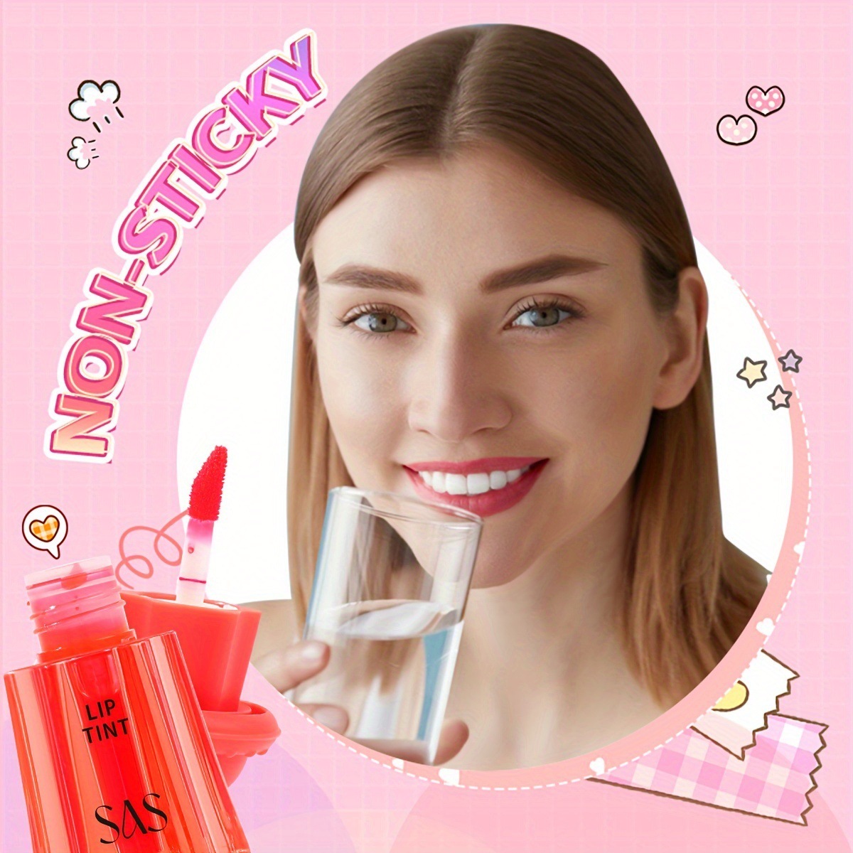 USHAS European and American cross-border stock pearlescent lip gloss, lip gloss, waterproof, non-stick cup, non-fading lip gloss SAC070 details Picture
