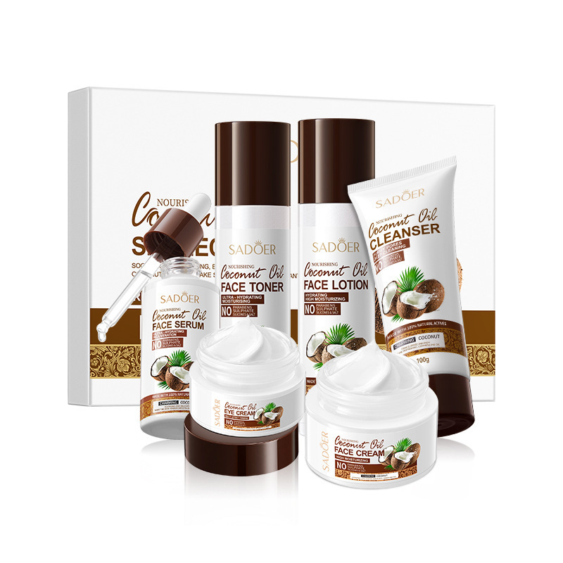 Cross-border wholesale of SADOER coconut Oil Nourishing and Moisturizing six-piece Set and hydrating set in full English Item Picture