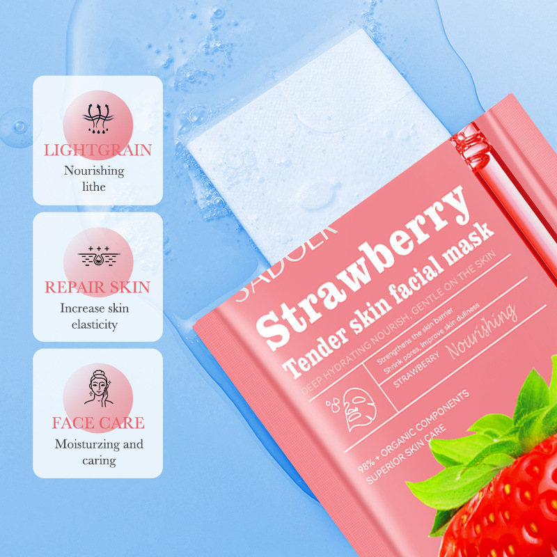 Cross-border export wholesale of SADOER Strawberry Nourishing facial mask Hydrating and Moisturizing Mask in full English details Picture