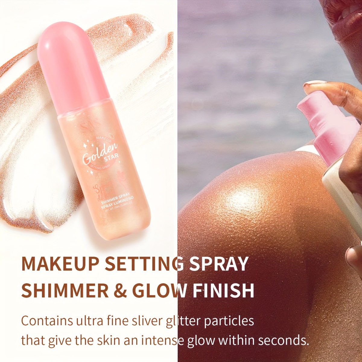 USHAS European and American cross-border Stock Liquid Highlighter Body Brightening Foundation SAC019 Long-lasting Waterproof Flash Powder Specification drawing