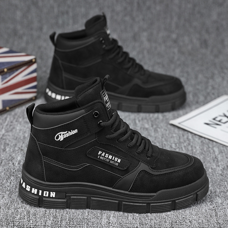 New men's shoes for autumn: Breathable high-top Dr. Martens boots for men, British retro anti-slip workwear shoes, casual safety shoes for men Specification drawing