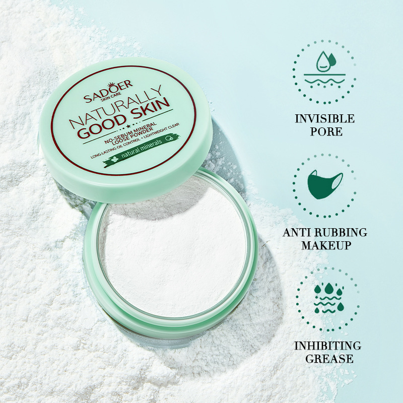 Cross-border wholesale of SADOER oil-control mineral mint powder, setting powder and makeup products in English Specification drawing
