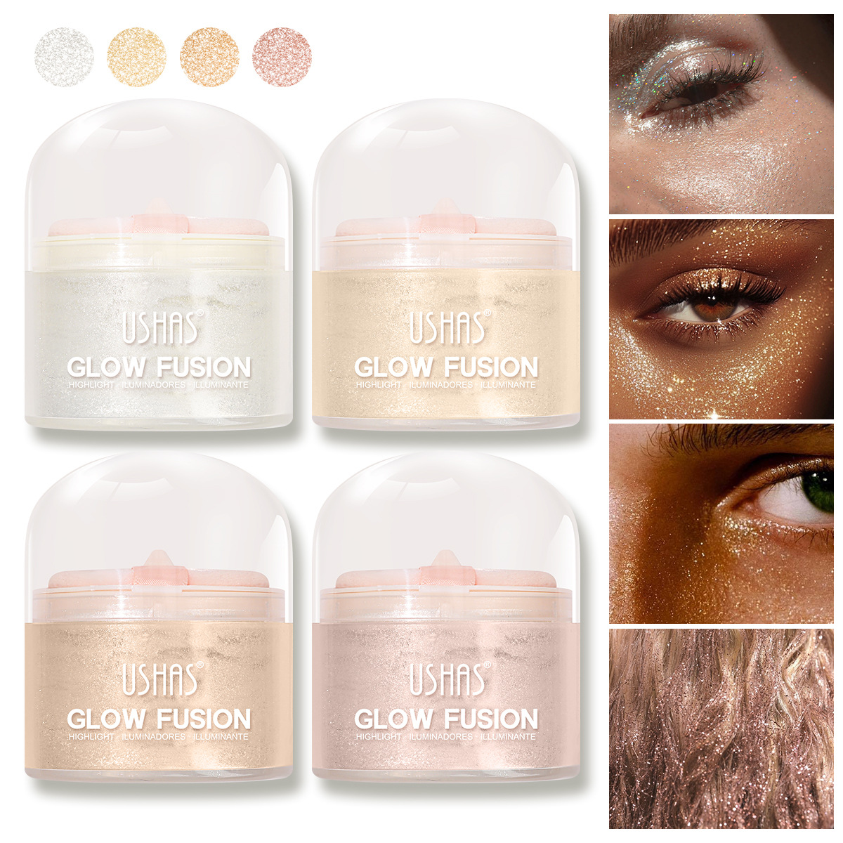 USHAS European and American cross-border stock high-gloss loose powder, glitter powder, Natural three-dimensional, waterproof, body brightening, Skin tone UF085 full figure