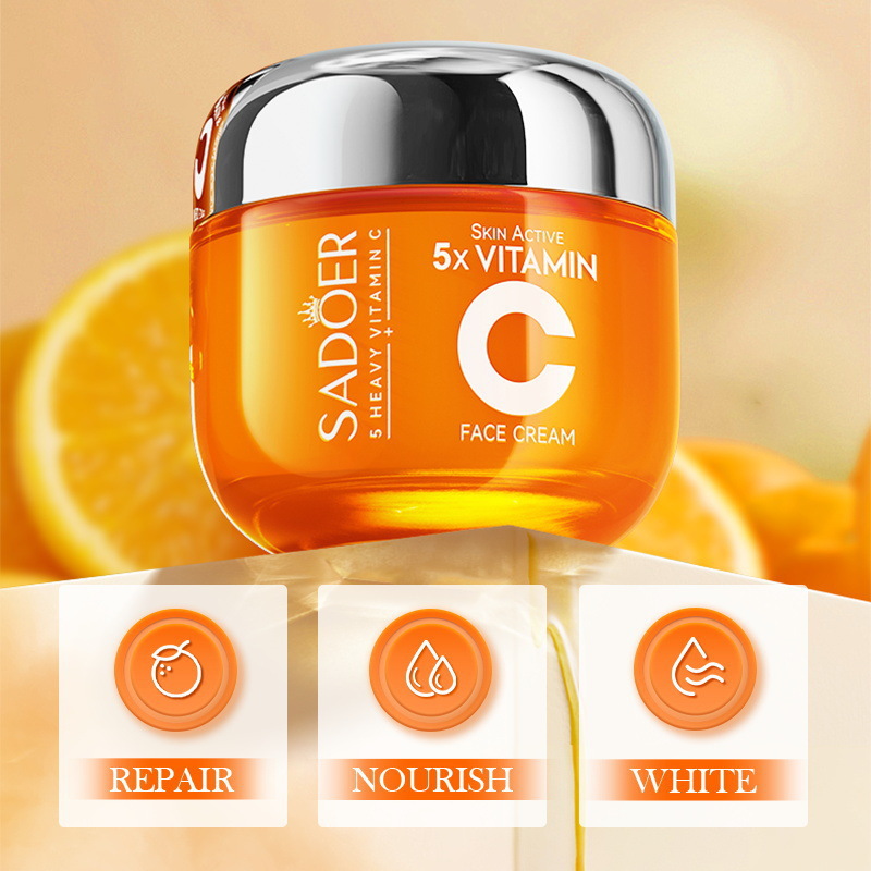 Cross-border export wholesale of SADOER Five-layer Vitamin C Whitening Multi-Effect Repair Vitamin C skin care product Set in full English Application Scenario