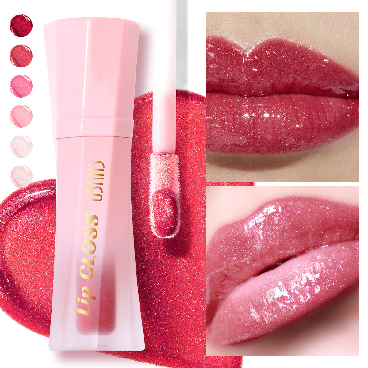 USHAS European and American cross-border stock pearlescent lip gloss, lip gloss, waterproof, non-stick cup, non-fading lip gloss UC158 Specification drawing