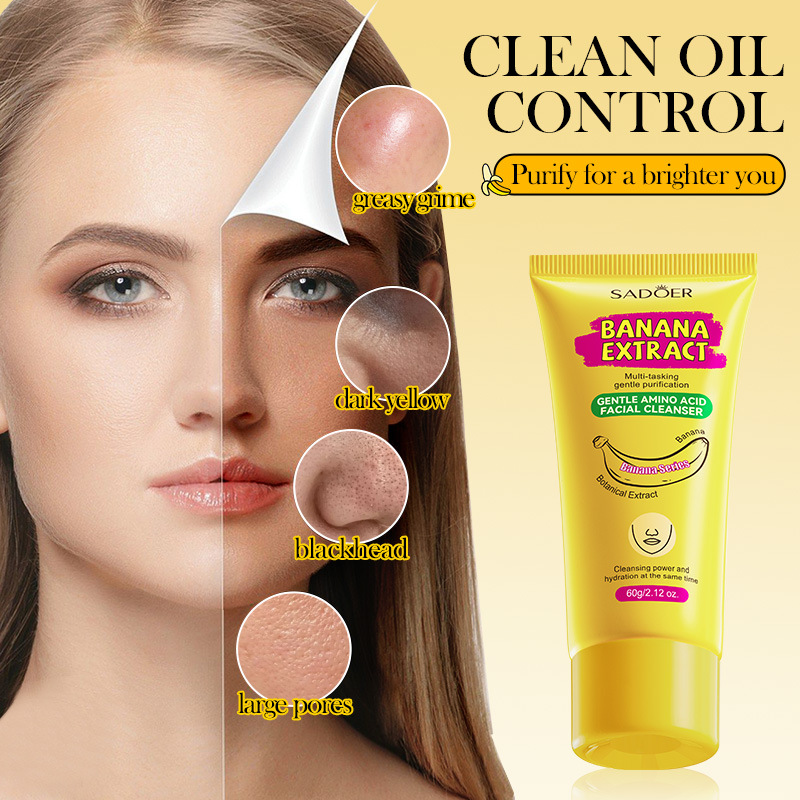 All-english SADOER Banana Mild Amino Acid Facial Cleanser for cleansing the face, cross-border export wholesale Specification drawing