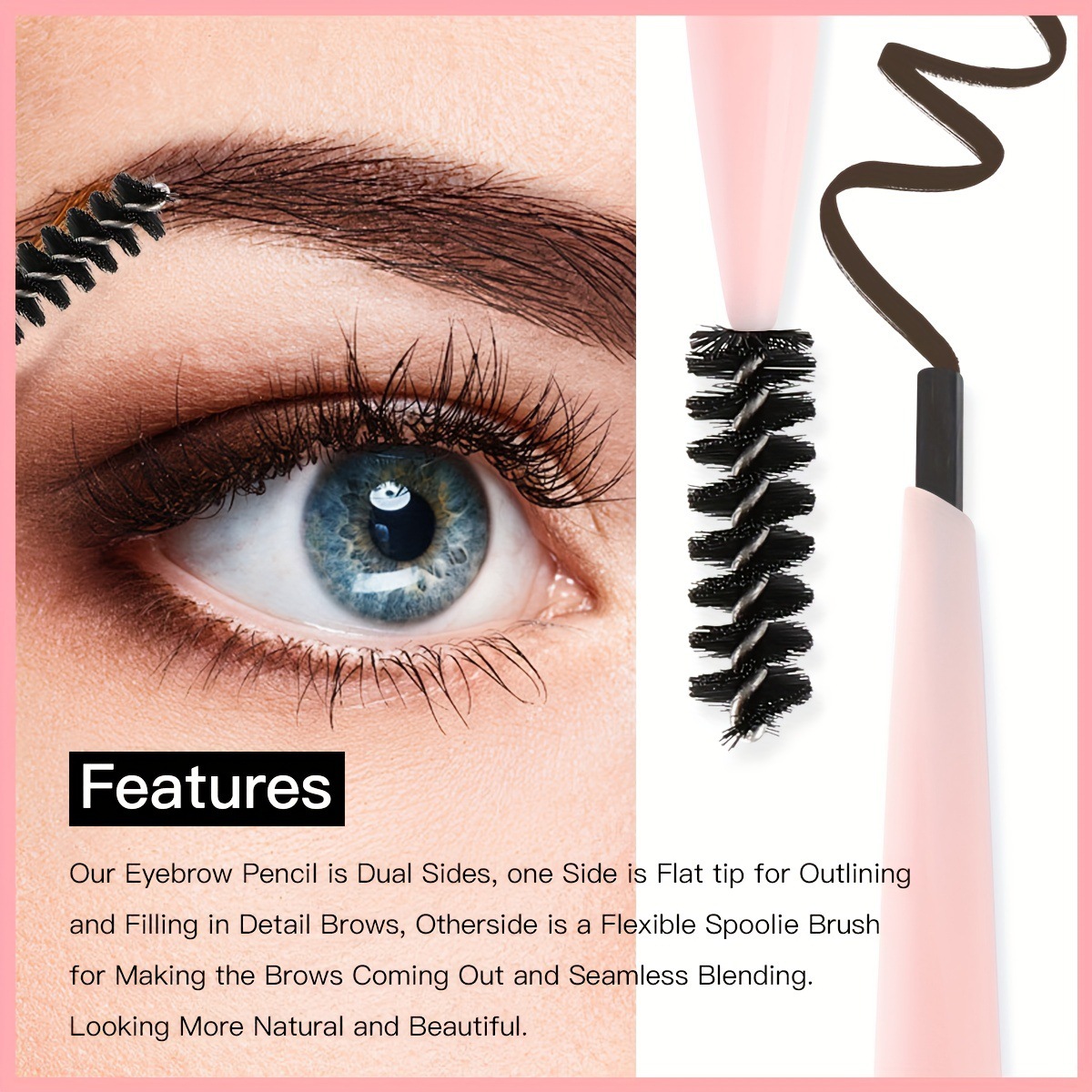 USHAS cross-border bestseller rotating eyebrow pencil is waterproof, sweat-proof, does not fade, lasts long without smudging, and offers natural makeup Specification drawing