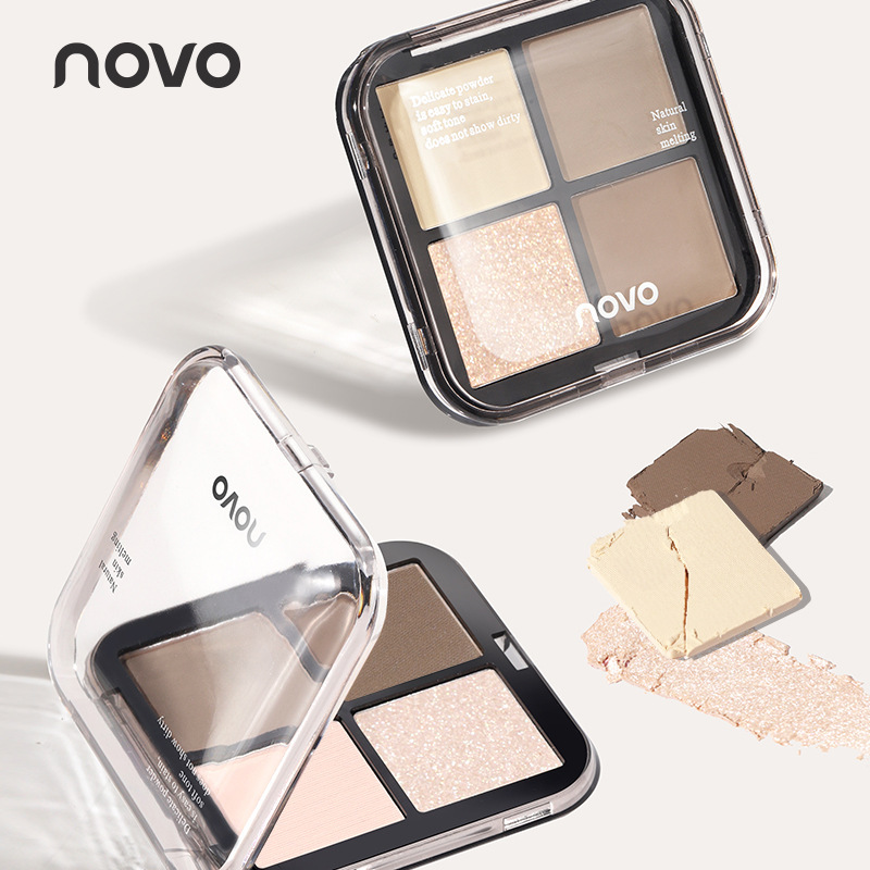 NOVO Light and Shadow Quick Painting Four-color Contouring Disc, three-dimensional nose shadow and side shadow contouring, matte high gloss, porcelain light soft focus, affordable full figure