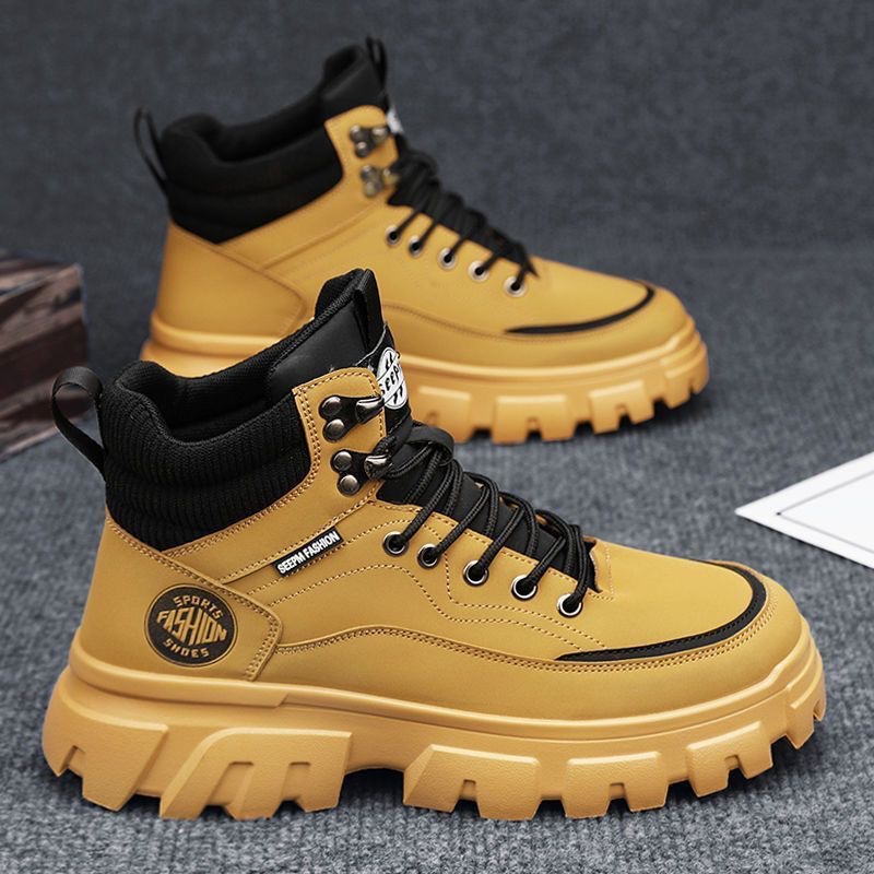 Autumn men's shoes: High-top Dr. Martens boots, men's work shoes, trendy and versatile, thick-soled British-style retro hiking short boots full figure