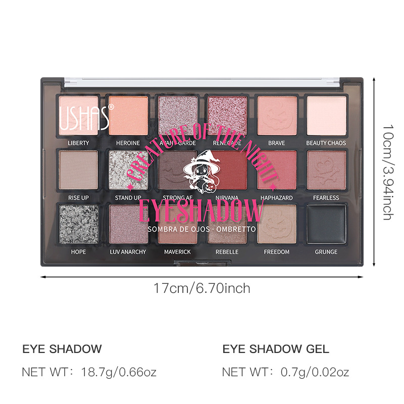 USHAS Beauty Cross-border Amazon European and American eyeshadow palette, pearlescent, matte, glossy, ground color, multi-color makeup, long-lasting Item Picture