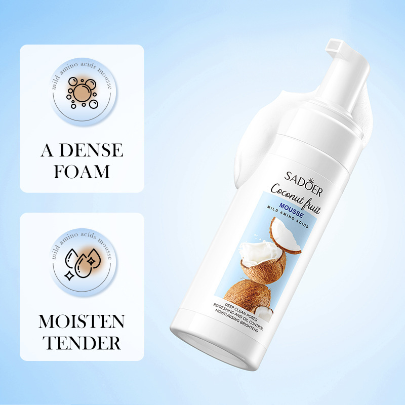 Cross-border export wholesale of all-English SADOER coconut amino acid cleansing mousse and foaming facial cleanser details Picture