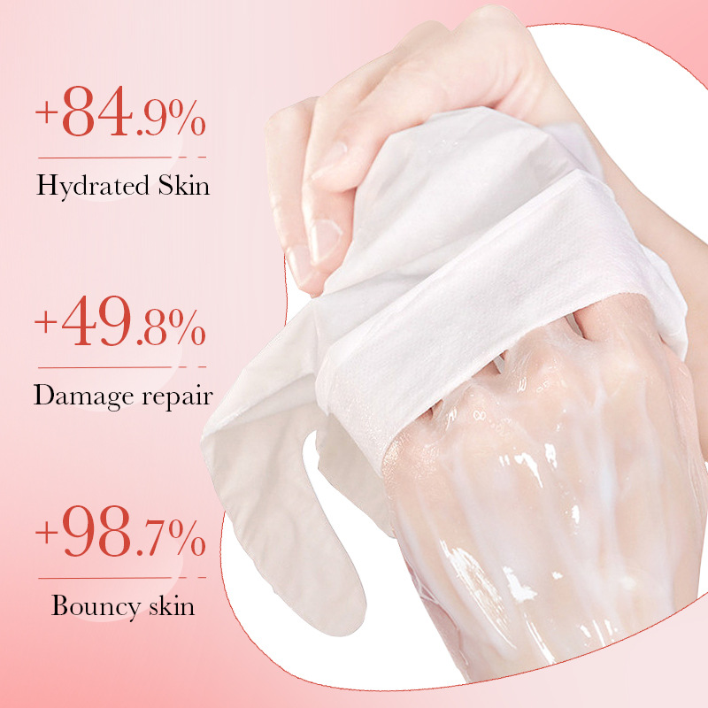 Cross-border wholesale of SADOER strawberry Nicotinamide Soft and Radiant Hand Mask Moisturizing and hydrating skin care gloves Specification drawing