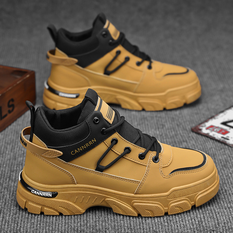 The new men's shoes for the autumn of 2024 are high-top Dr. Martens boots, which are trendy and versatile for men, work clothes for construction sites, and anti-slip short boots Specification drawing