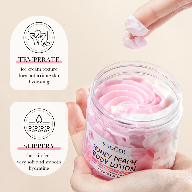 Full English SADOER peach ice Cream Body Lotion Moisturizing and Nourishing Body Cream cross-border export wholesale Specification drawing