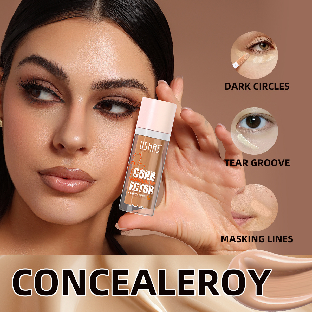 USHAS Cross-border Amazon Hot-selling FS469 Natural Waterproof Long-lasting Concealer Foundation without Smudging details Picture