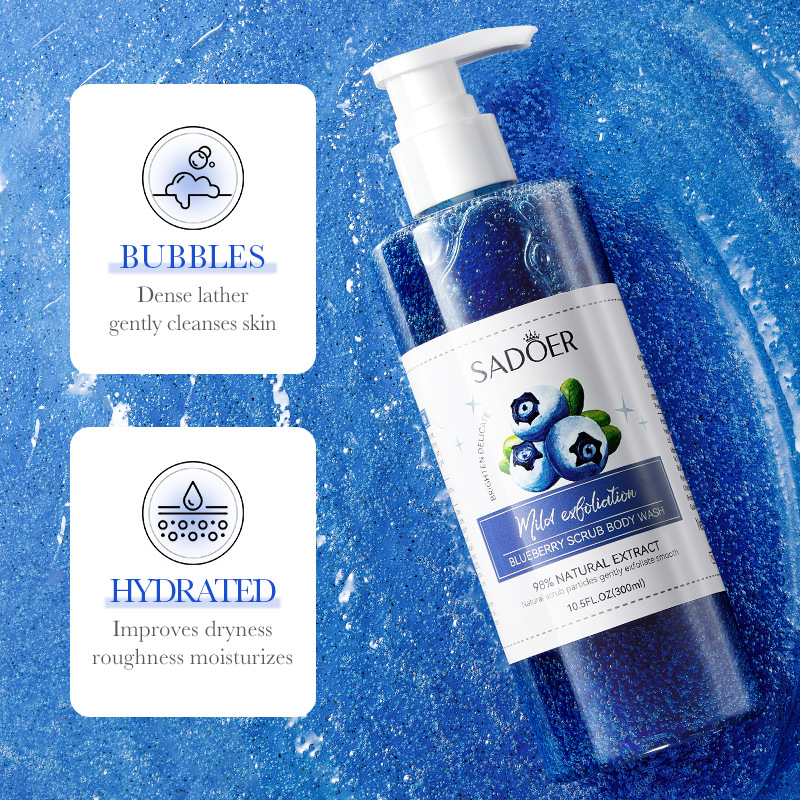 SADOER blueberry Body Scrub, a cross-border wholesale body wash for cleansing details Picture