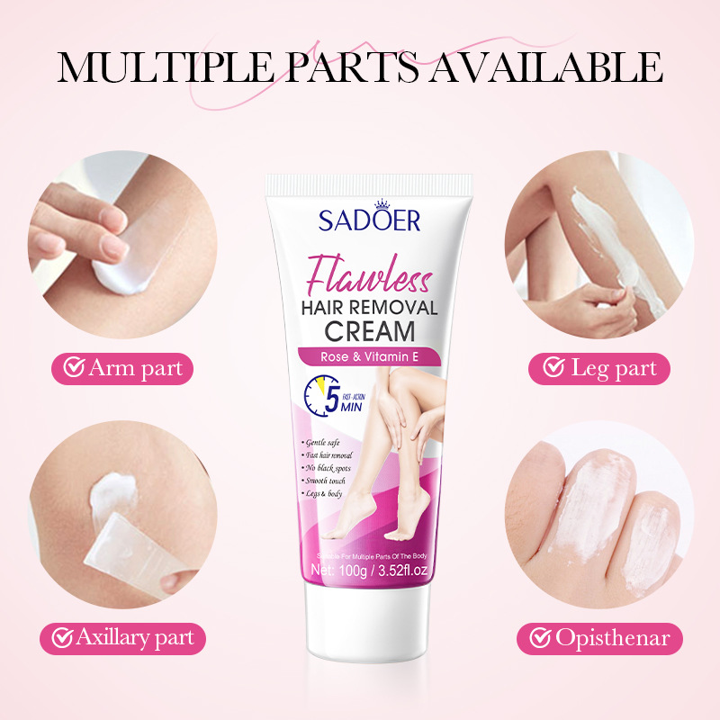 All-english SADOER Rose VE Smooth and Flawless Hair Removal Cream, non-irritating underarm hair removal cream, cross-border export wholesale details Picture