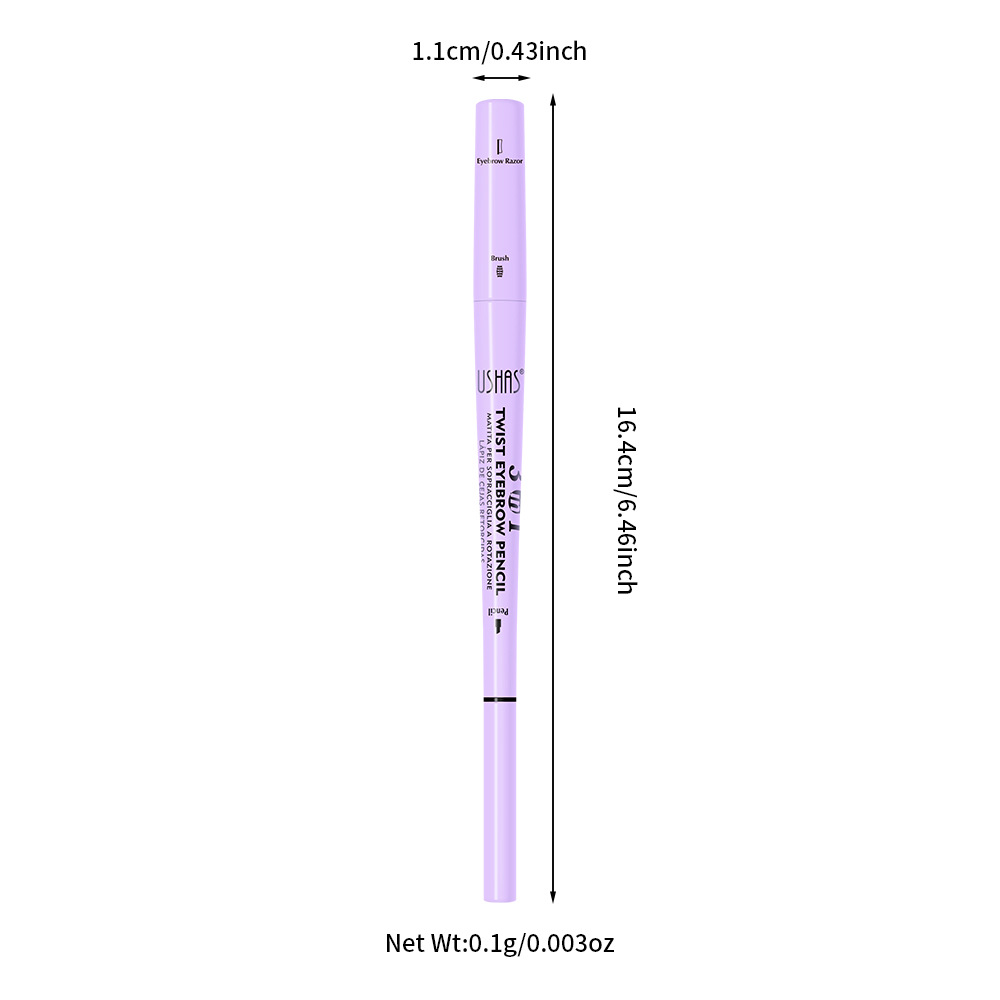 USHAS cross-border stock eyebrow pencil from Europe and America, double-head with built-in eyebrow brush and eyebrow blade, waterproof, not easy to smudge, easy to color, UP009 Item Picture