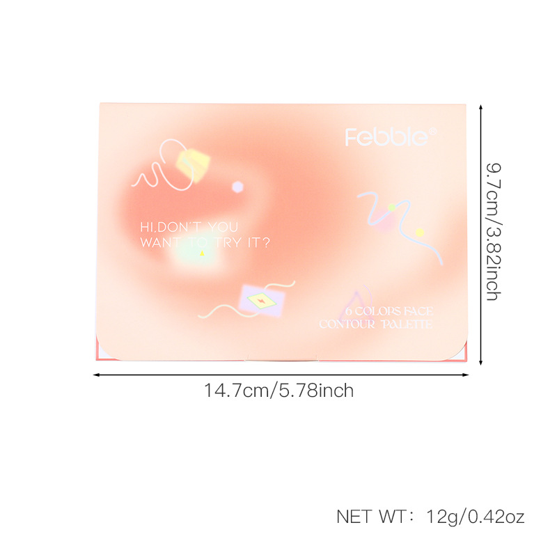 (Display Box)Febble Cross-border Makeup Bestseller: High Appearance Level Six-color Gradient High-gloss Contouring Tray FBC062 Item Picture