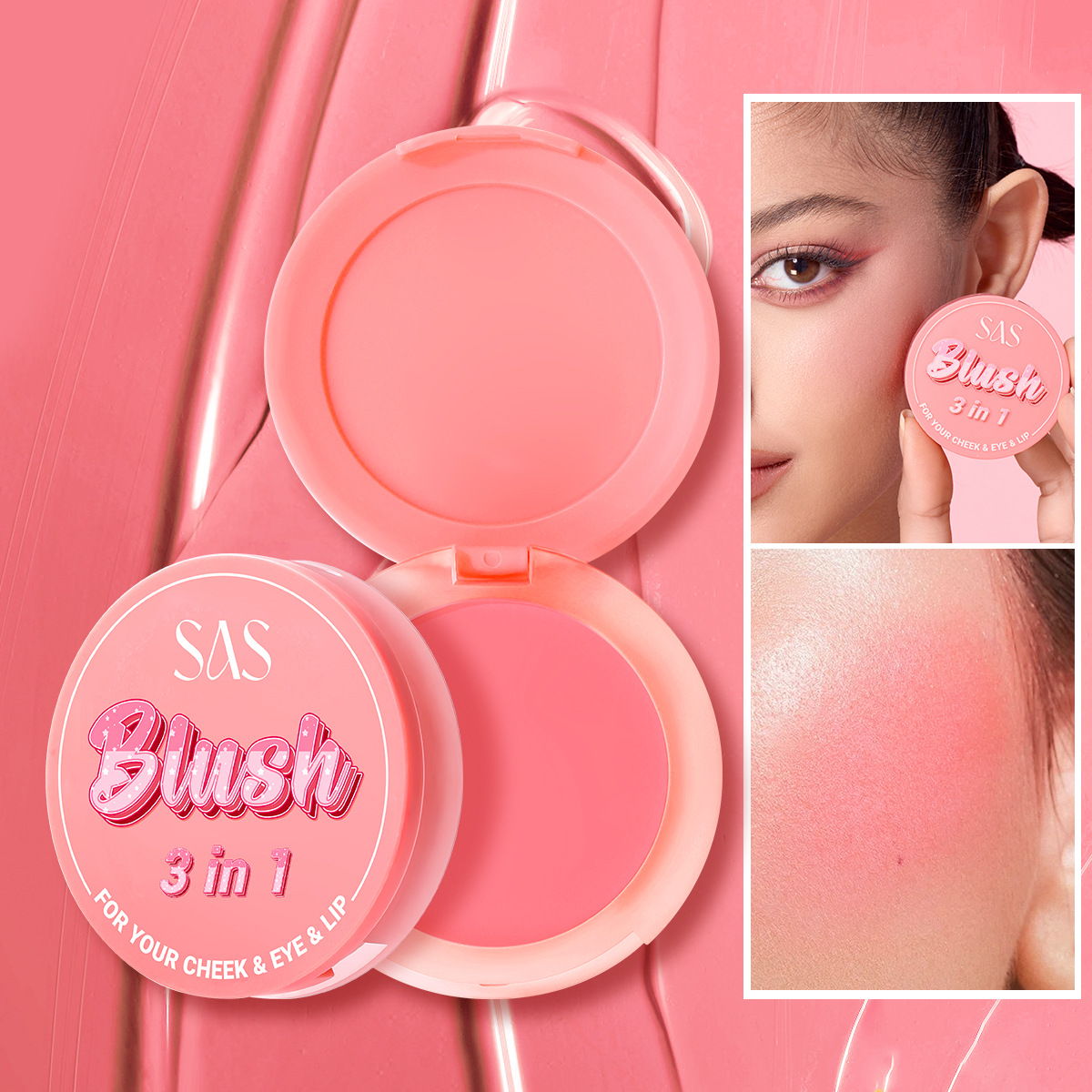 USHAS European and American cross-border stock blush powder is light, fine, long-lasting waterproof, and improves complexion naturally SAC002 details Picture