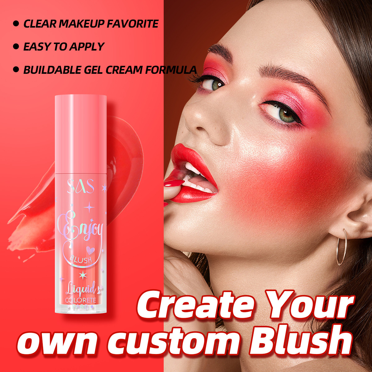 SAS Cross-border Specialized Beauty Product SAC164 is a best-selling color, waterproof, long-lasting and natural liquid blush details Picture