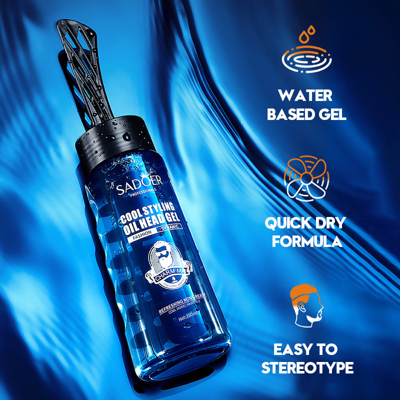 All-english SADOER cool and stylish oil-head gel, strong and natural, fluffy, cross-border export wholesale Specification drawing