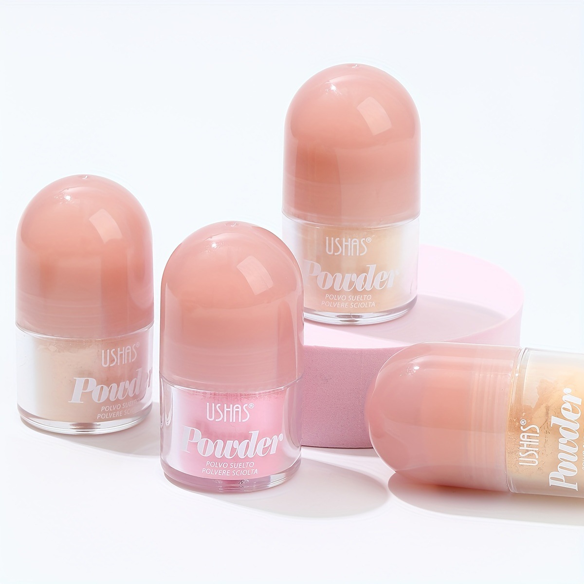 USHAS cross-border stock loose powder from Europe and America, fine coverage, long-lasting oil control, water resistance, sweat resistance, brightening skin tone UF023 details Picture