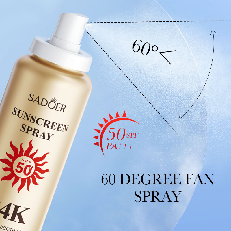 Cross-border wholesale of SADOER24k gold sunscreen spray and UV protection sunscreen in English Item Picture