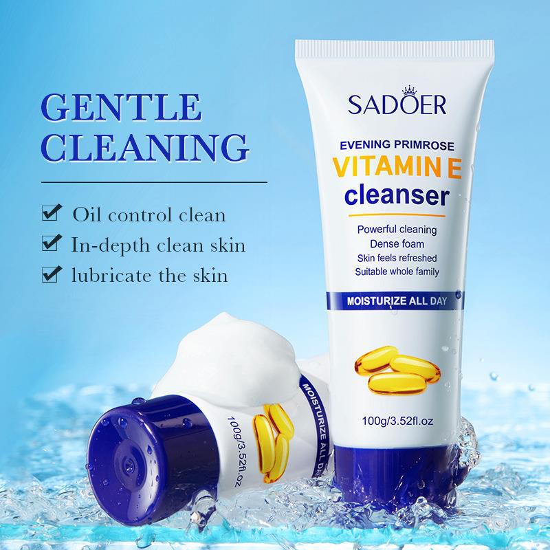 Cross-border wholesale of all-English SADOER Evening primrose VitaminE facial cleanser details Picture