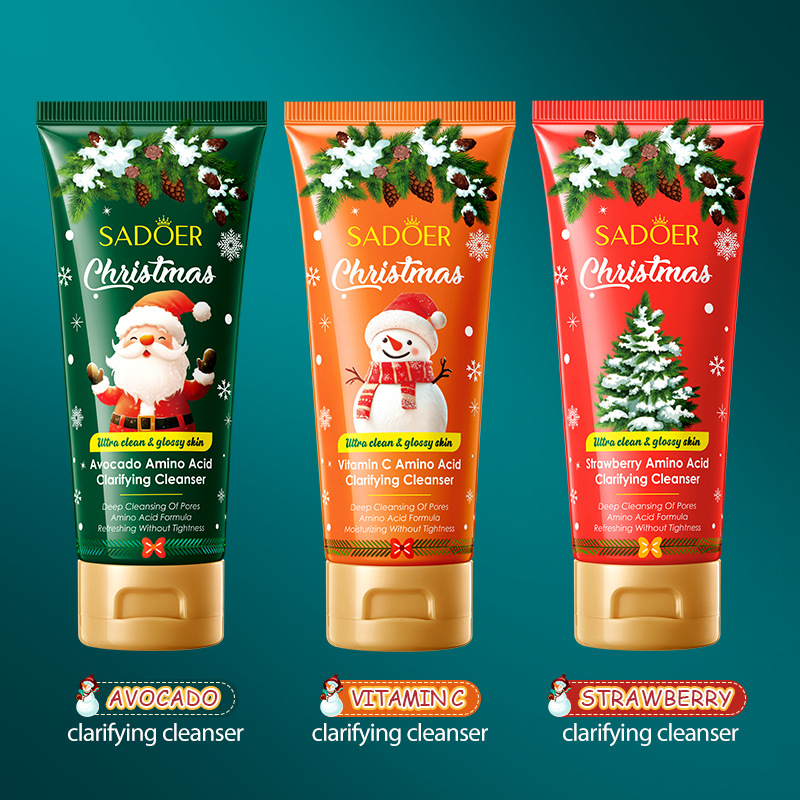 All-english SADOER Christmas Vitamin C Amino Acid Cleansing Facial Cleanser Cross-border export wholesale full figure